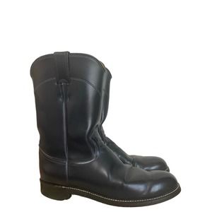 Justin Diamond Cora Black Leather Cowboy Boots  Women’s Size 8B made in USA